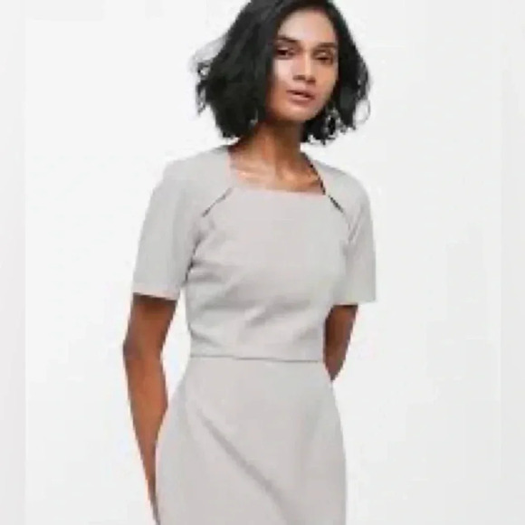 Love, Benito Square Neck Shirt Sleeve Light Gray Dress Size Large NWT - Picture 11 of 11